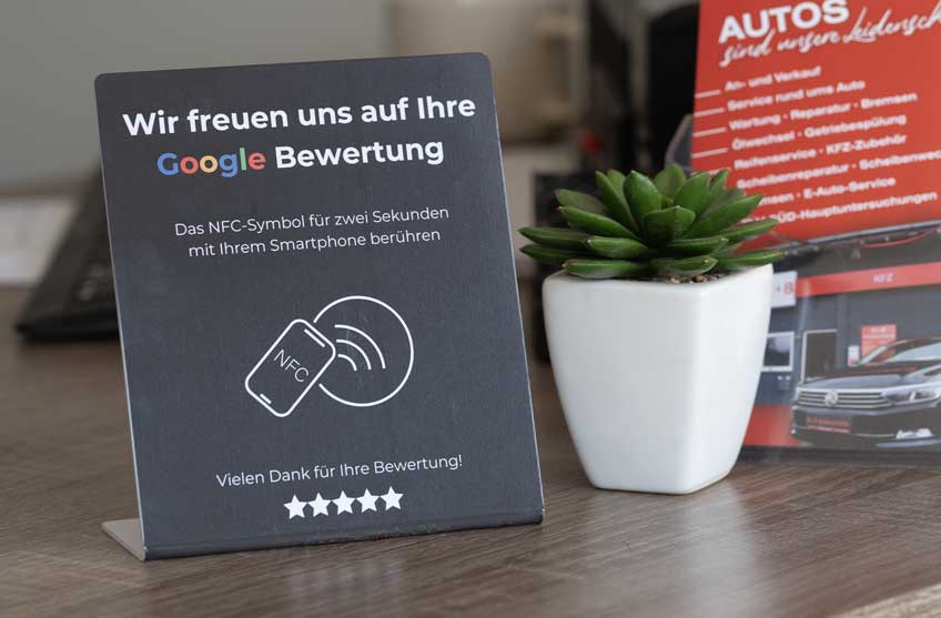 Service und Beratung bewerten bei Google Aufsteller